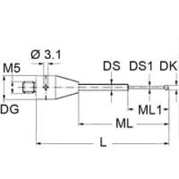 M5-S44-RB2-S19(QD) контактный ступенчатый щуп М5, шарик 2мм, длина 44мм, стержень из нерж. стали, Pioneer